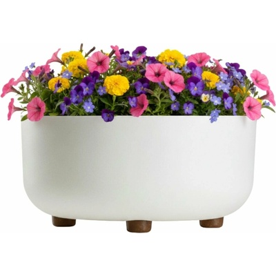 HowHomely PLASTOVÝ KVETINÁČ TERRA 30X14,5 CM KRÉMOVÁ