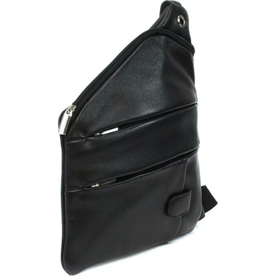Černý kožený pánský zipový crossbag