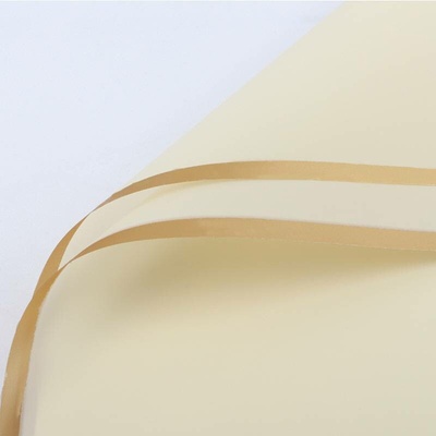 Floristická fólie průsvitná se zlatým proužkem CF1929B 57cm x 57cm 20 arch/bal - 7 vanilková