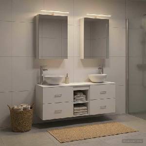 vidaXL Комплект шкафове за баня 5 бр. Бяло Инженерна дървесина (3406671)