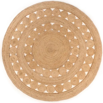vidaXL Плетен килим с дизайн, от юта, 240 см, кръгъл (343592)