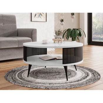 Mirjan24 Масичка за кафе ROENNI 44x75 см черен/бял (MJ0130)