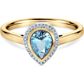 SAVICKI Годежен пръстен Savicki: двуцветно злато, топаз, диаманти