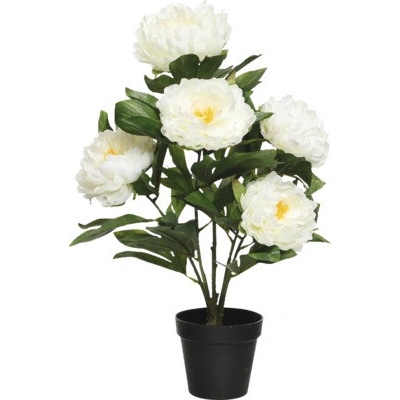 Umelá pivonka v kvetináči 57 cm biela