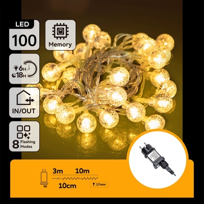 Aigostar - LED външна коледна гирлянда, 100x LED / 8 режима, 13 m, IP44, топла бяла (AI1427)