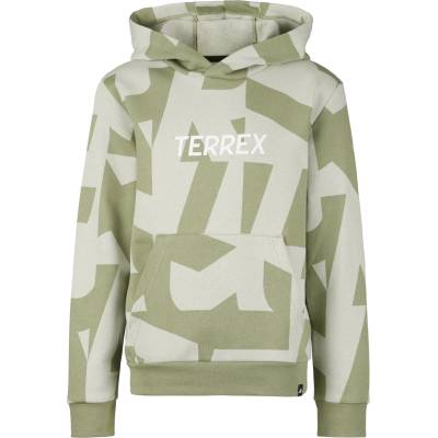 adidas Terrex Детски суичър adidas Terrex Kid's MT AOP Logo Hoodie - Halo Green / Tent Green - размер 170 (EU) (704-5877-0216)