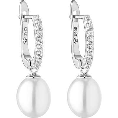 Gaura Pearls stříbrné náušnice s bílou řiční perlou Clorinda SK21368EL/W Bílá