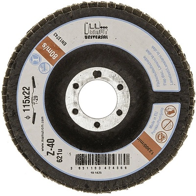 Kotúč lamelový MAMUT Eco Uni Zirkonkorund SLIM 150mm zr. 40 (669u) šikmý, oceľ-nerez