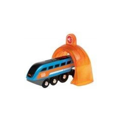 Brio World 33971 Smart Tech Sound Lok mit Aufnahmefunktion Elektrischer Zug mit Tunnel Interaktives Spielzeug empfohlen ab 3 Jahren