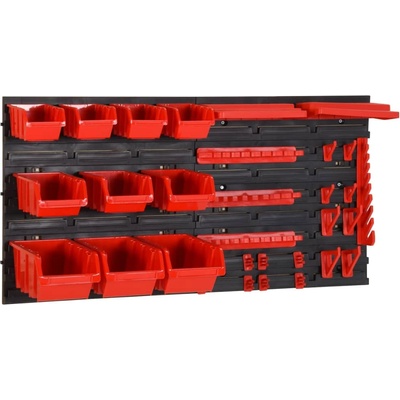 vidaXL Рафтове за гараж 35 части червено и черно 77x39 см полипропилен (152205)