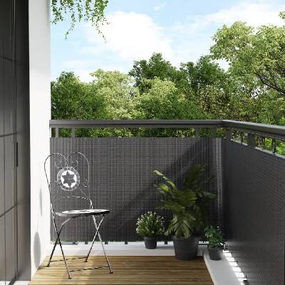vidaXL Balkonová zástěna 400 x 90 cm polyratan antracitová