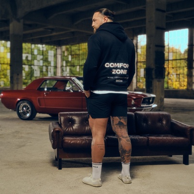 GymBeam Суичър с качулка и цип Zone Black M