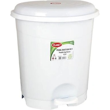 PLANET Кош за отпадъци, с педал, пластмасов, 12 L, бял (UP125-WHITE)
