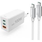 Hama Комплект Бързо зарядно и кабел за зареждане, 100 W GaN, 2x USB-C PD, 1x USB-A QC (200027)