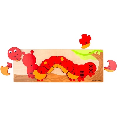 Bigjigs Toys Дървен пъзел с числа Bigjigs - Гъсеничка (BJ745)