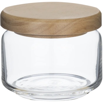 Ocean OCEAN-Стъклен буркан с дървен капак 325ml Ø9.2xh7.5cm (5B02511G0001) (011434)