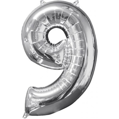 Nafukovací balón 86cm číslo 9 strieborný