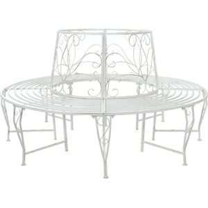 vidaXL Дървесен бенч 8 -местен Ø 160 x 89 см steel Антично бяло Кръгла (42029527)