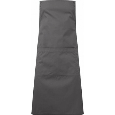 Premier Workwear Zástěra s laclem bez zavazování pro gastro a obsluhu s držákem utěrky a střední kapsou šedá tmavá