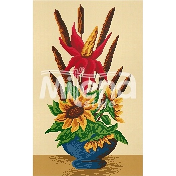 Image 1 of Milena Style Композиция със слънчогледи - Печатана Aida 14 ct с конци Ariadna