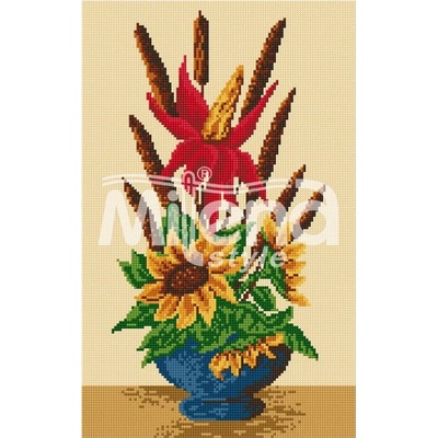 Milena Style Композиция със слънчогледи - Печатана Aida 14 ct с конци Ariadna