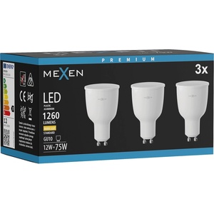 Mexen Nova 3x LED крушка GU10, 12W, Топла - 3000K, 1260 lm - L108-GU10-1230-01x03 (L108-GU10-1230-01x03)