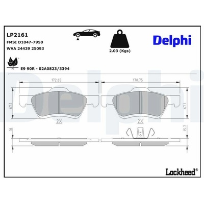 Sada brzdových platničiek kotúčovej brzdy DELPHI LP2161