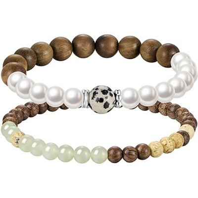 JAY Sada dvou náramků santalové dřevo nefrit z oblasti Hetian JAY-9210 Hnědá