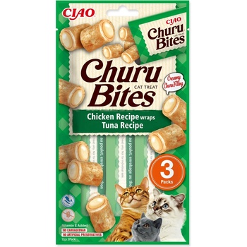 Inaba Churu Bites Cat mačacie maškrty s kuracím mäsom a tuniakom 3 x 10 g
