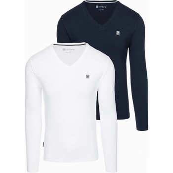 Ombre Clothing Мъжки комплект с дълъг ръкав V-NECK - Mix 2-pack V1 Z87 Ombre Clothing Ombre Clothing | Byal | МЪЖЕ | XL