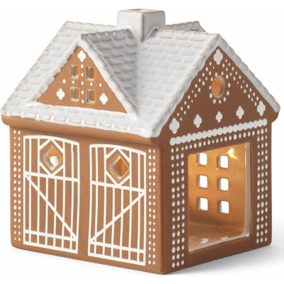 Kähler Stojan na čajovú sviečku GINGERBREAD CHRISTMAS STABLE 11,5 cm, hnedá, kamenina