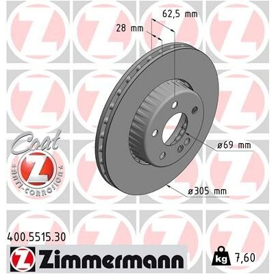 Brzdový kotúč ZIMMERMANN 400.5515.30 (400551530)