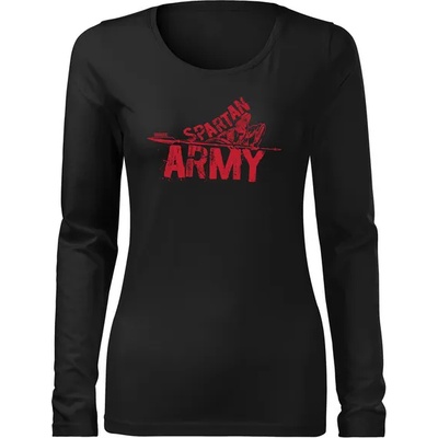 DRAGOWA Slim дамска тениска с дълъг ръкав, Реднабис, черна, 160г/м2 (8362)