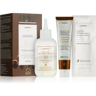Korres Argan Oil permanentní barva na vlasy s arganovým olejem 6.1 Ash Dark Blonde 50 ml