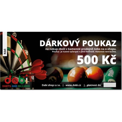 Dabi shop Dárkový poukaz v hodnotě 500 Kč e-mailem