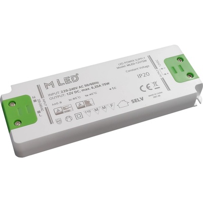 MLED, 75W Nábytkový napájecí zdroj, MLED-12V75W, 12V, 6,25A, IP20
