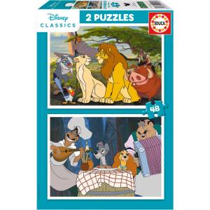Educa Детски пъзел Educa от 2 х 48 части - Дисни животни (EDU19996) - ozone