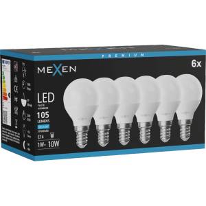 Mexen Nova 6x LED крушка E14, G45, 1W, Студена - 6500K, 105 lm - L101-E14-0165-01x06 (L101-E14-0165-01x06)