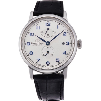 Orient Star RE-AW0004S Мъжки часовник - Автоматичен, Бял Циферблат, 39мм, Резерв 50ч, 50м Водоуст. , Кожена Каишка, Прозрачен Гръб