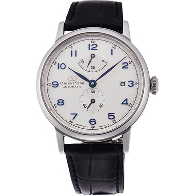 Orient Star RE-AW0004S Мъжки часовник - Автоматичен, Бял Циферблат, 39мм, Резерв 50ч, 50м Водоуст. , Кожена Каишка, Прозрачен Гръб