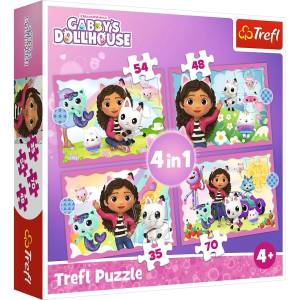 Trefl Пъзел Trefl 4 в 1 - Къщичката за кукли на Габи (34620) - ozone
