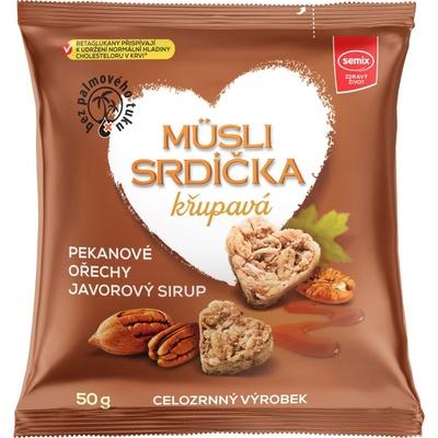 Semix Müsli srdiečka chrumkavé pekanové ořechy/javorový sirup 50 g