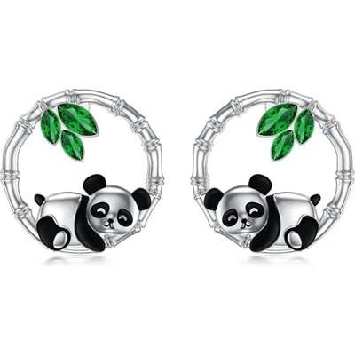 Olivie strieborné náušnice PANDA 7838