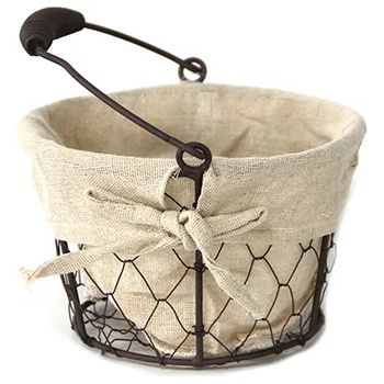 Image 1 of Jin bo yang Кръгъл панер метал/текстил с дръжка 22x21xh14cm(W1020-L) (0120113)