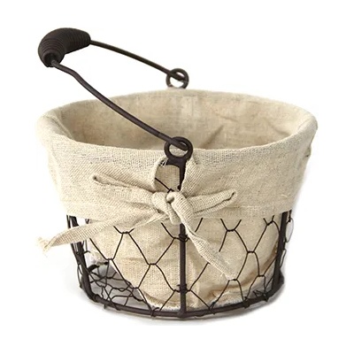 Jin bo yang Кръгъл панер метал/текстил с дръжка 22x21xh14cm(W1020-L) (0120113)