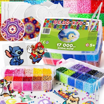 Zažehlovací korálky, šablony, kufřík, sada XXXXXL 17 000 ks