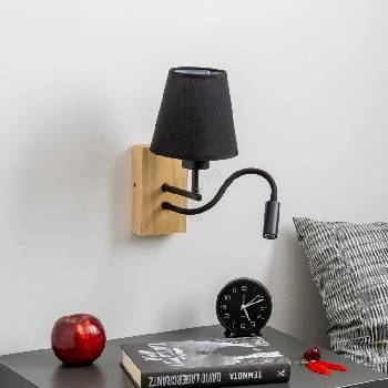 Brilagi - LED Аплик NUBILA WOOD 1xE27/25W/230V + LED/3W дъб/черен (BG1564A)