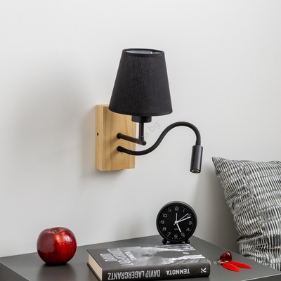 Brilagi - LED Аплик NUBILA WOOD 1xE27/25W/230V + LED/3W дъб/черен (BG1564A)