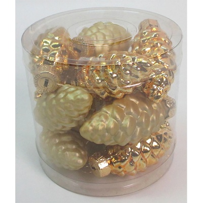 Ozdoby skleněné-tvar šišky zlaté pr 5,5 cm cena za 1 13 ks VAK128-GOLD