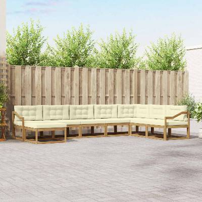 vidaXL Комплект дивани за открито 8 pcs Бяло и кремаво (3386879)